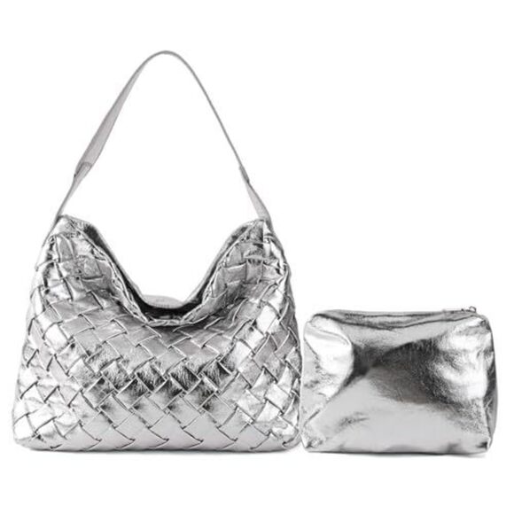 Classic Boston Satchel Woven Vegan Textured Handbags Female Satchel Messenger - Picture 1 of 7